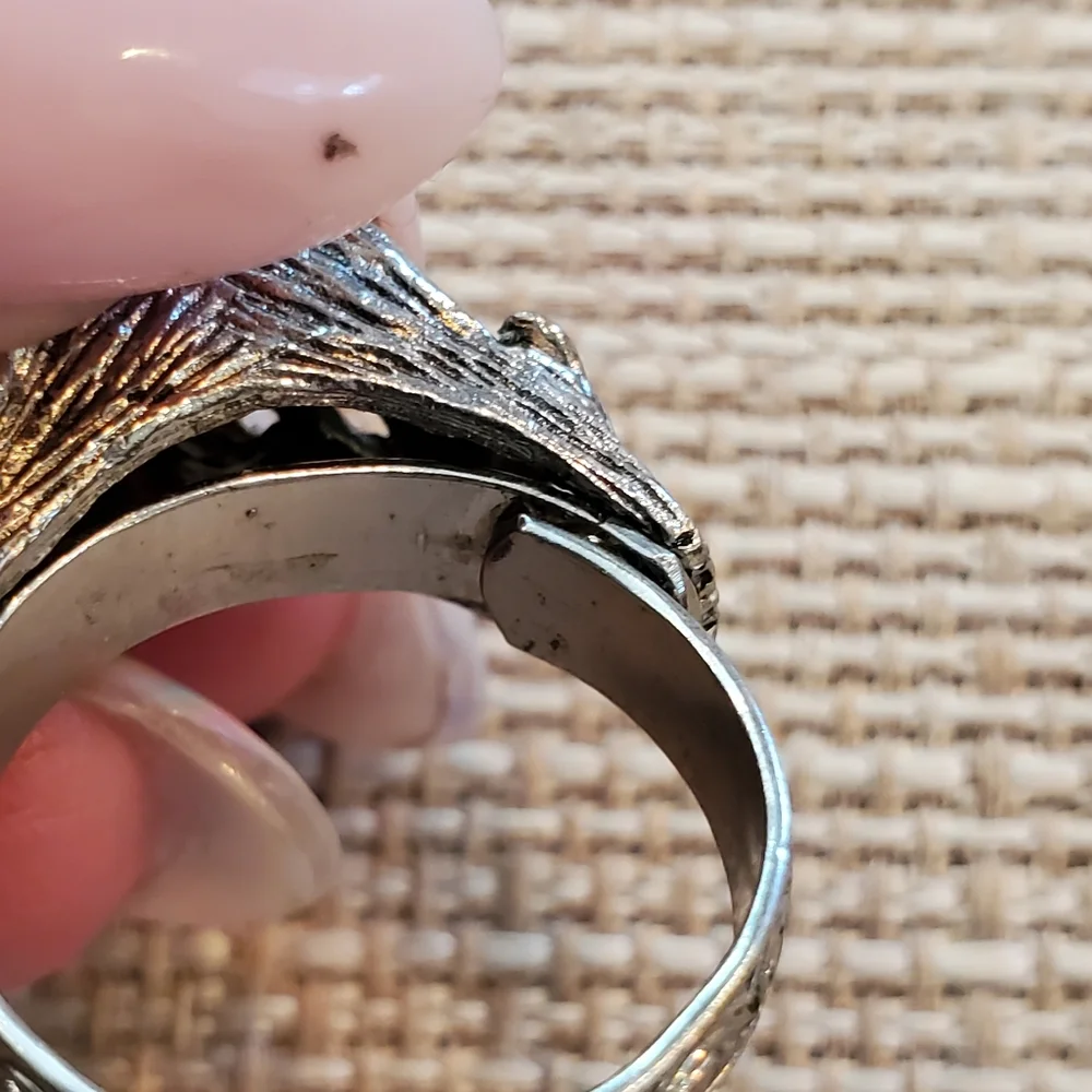 Adjustable silver-tone branch motif ring